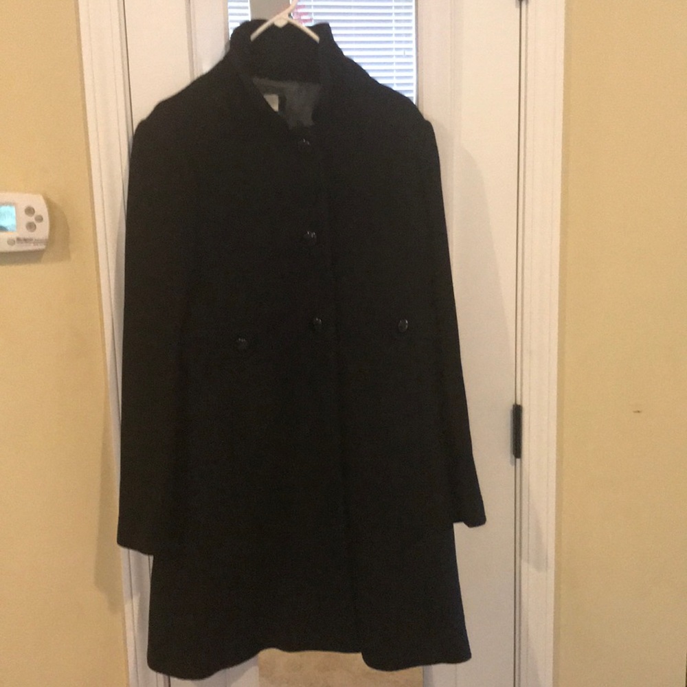 j crew Madeline wool crepe coat black size 12